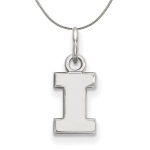 Sterling Silver U. of Illinois XS (Tiny) Initial I Necklace, 18 Inch